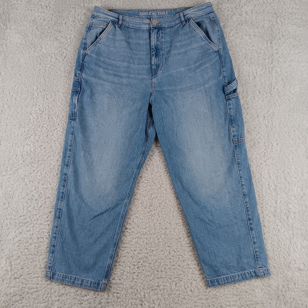 American Eagle Highest Rise 90s Boyfriend Carpenter Jeans Light Wash 18 Short